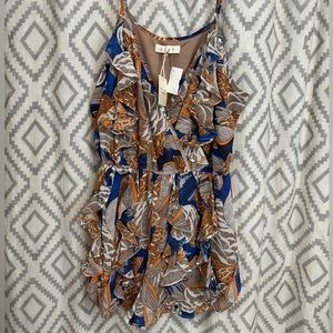 Clay - Orange & Blue Printed Ruffled Romper